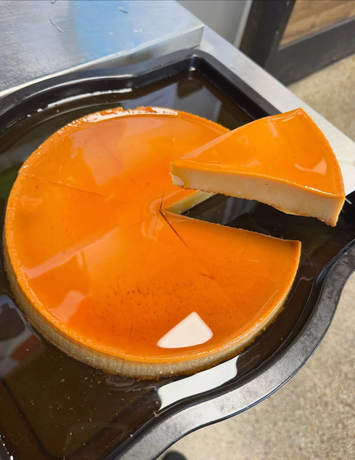 House-made flan with caramel topping at Caribe